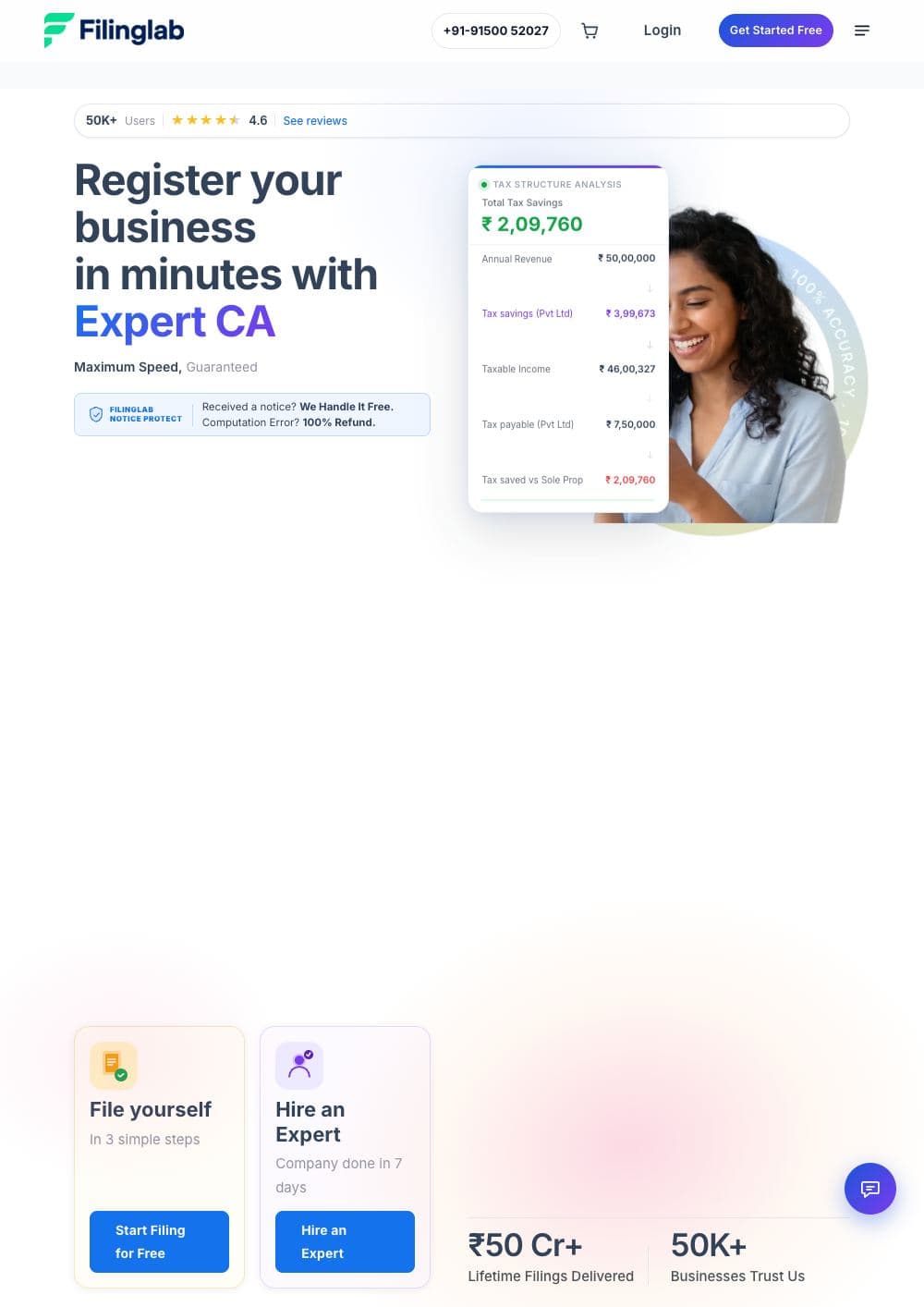 Tax filing and compliance platform interface